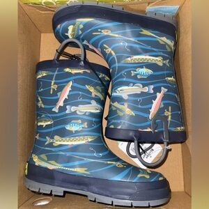 Western Chief Blue Fish Pattern Kids Rain Boots